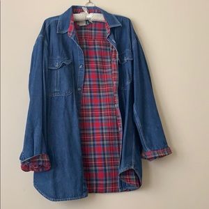Jean jacket with flannel lining